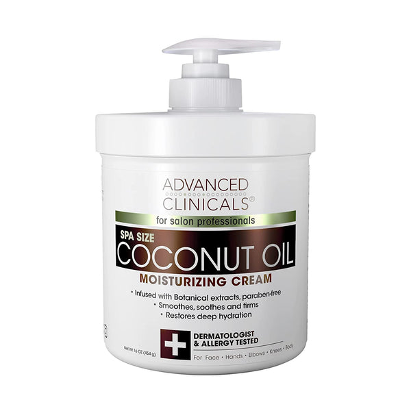 Advanced Clinicals Coconut Oil Moisturizing Cream, 16 Oz