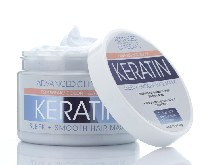 Advanced Clinicals Keratin Damaged Hair Sleek + Smooth Hair Mask 12oz - Pure Valley 