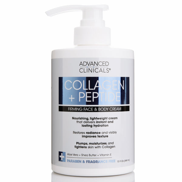 Advanced Clinicals Collagen Lotion + Peptide Firming Face + Body Cream 15 Fl Oz