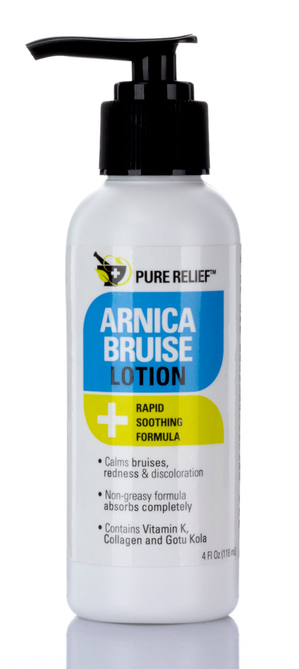 Pure Relief Arnica Bruise Lotion. Rapid relief For Bruising, Redness, And Discoloration. Powerful Bruise Lotion with Soothing Ingredients- Aloe Vera, Vitamin K, Collagen, and Gotu Kola. - Pure Valley 