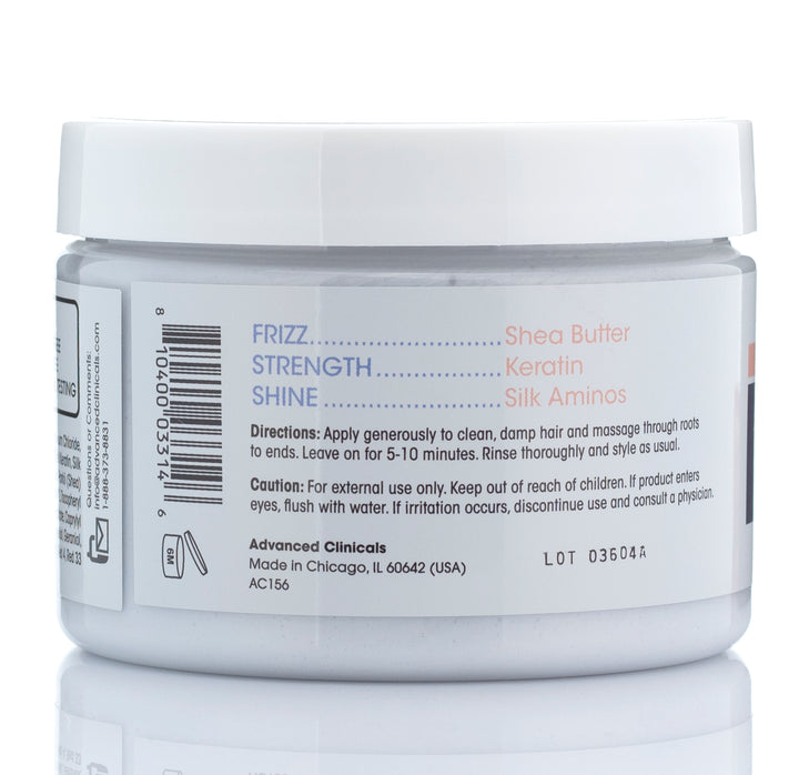 Advanced Clinicals Keratin Damaged Hair Sleek + Smooth Hair Mask 12oz - Pure Valley 