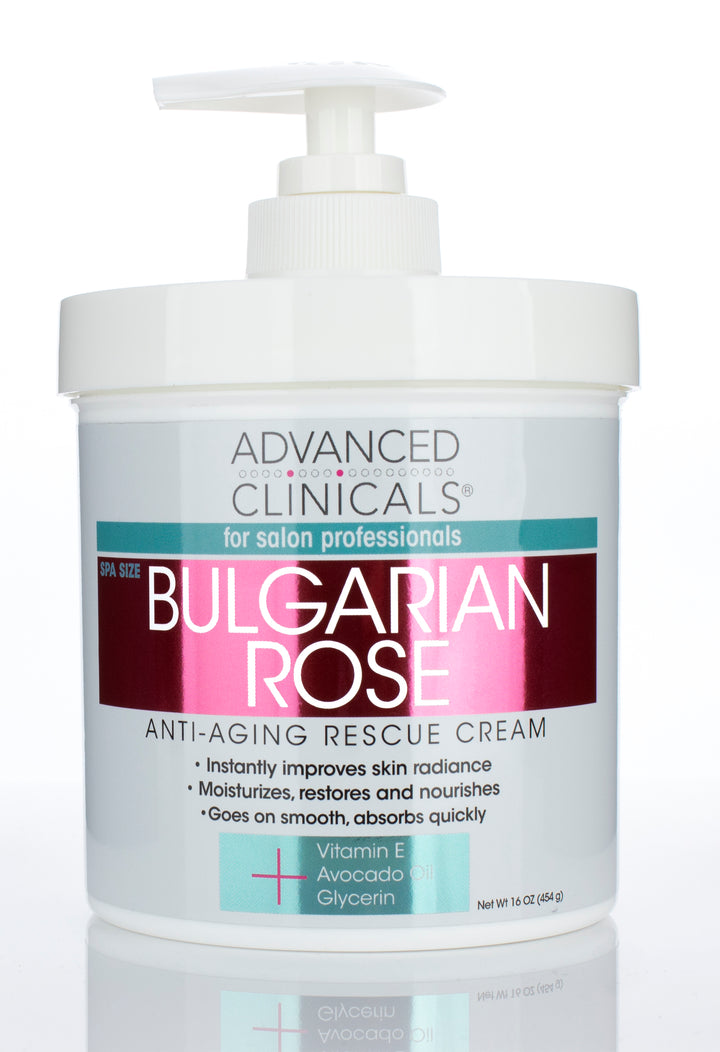 Advanced Clinicals Spa Size Bulgarian Rose Anti Aging Rescue Cream 16 Oz - Pure Valley 