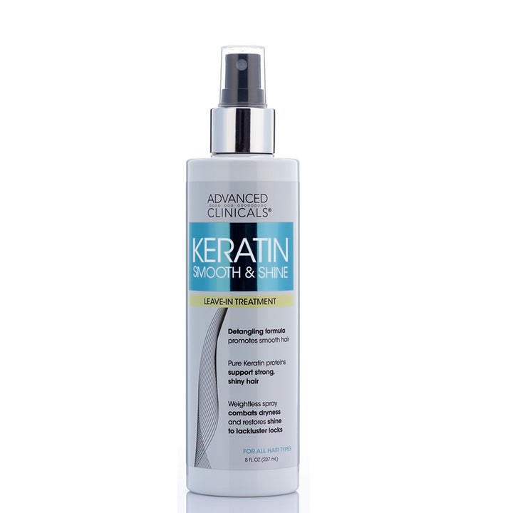 Advanced Clinicals Keratin Smooth & Shine Leave In Hair Treatment 8 Fl Oz - Pure Valley 
