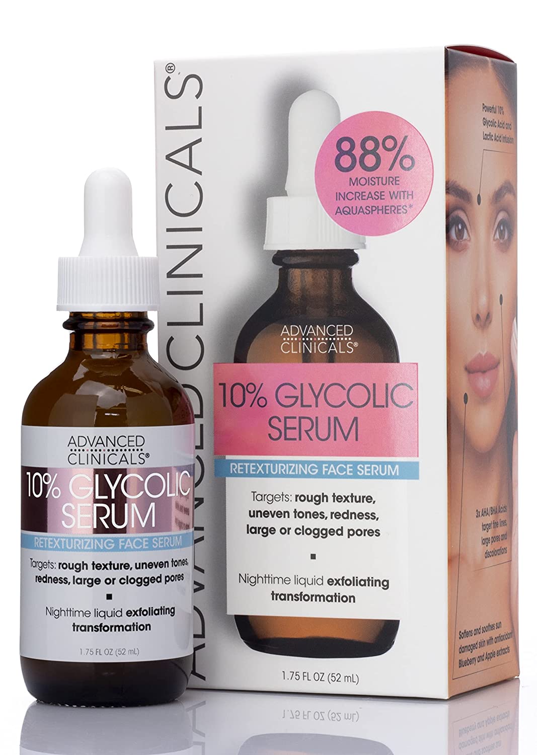 Advanced Clinicals 10% Glycolic Retexturizing Face Serum 1.75 Fl Oz – Pure  Valley