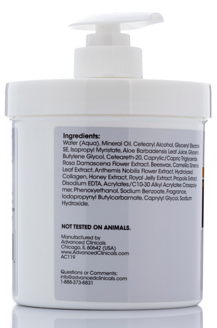 Advanced Clinicals Spa Size Manuka Honey Cream 16 Oz - Pure Valley 