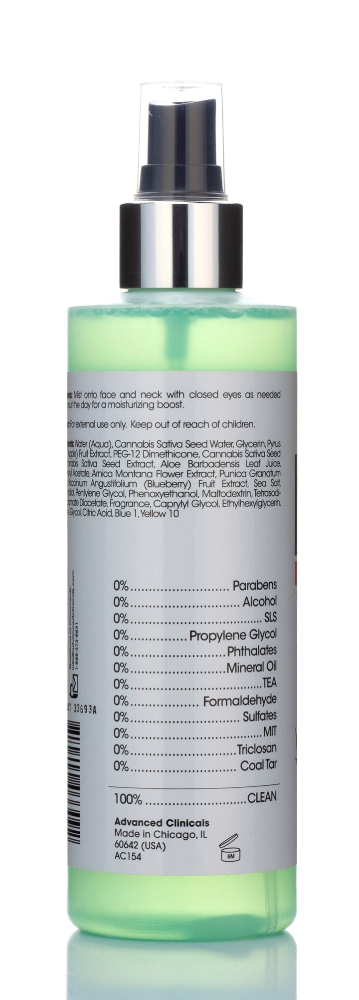 Advanced Clinicals Hemp Seed Facial Toner 8 Fl Oz - Pure Valley 