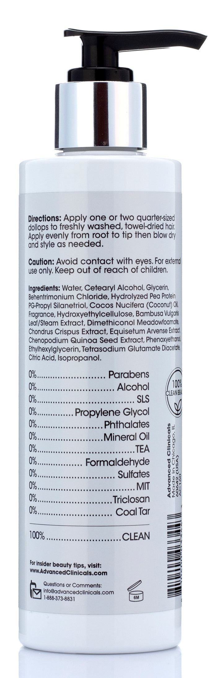 Advanced Clinicals 10 in 1 Frizz Control Hair Cream 7.5 Fl Oz - Pure Valley 
