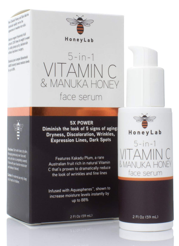 HoneyLab 5 in 1 Vitamin C & Manuka Honey Face Serum 2 Fl Oz