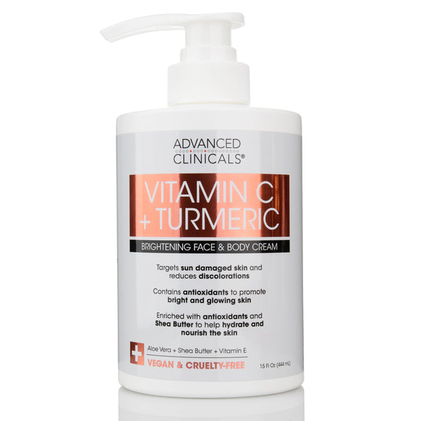 Advanced Clinicals Vitamin C + Turmeric Face + Body Cream 15 Fl Oz