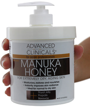 Advanced Clinicals Manuka Honey Cream for Extremely Dry, Aging Skin  For Face, Neck, Hands, and Body. Spa Size 16oz - Pure Valley 