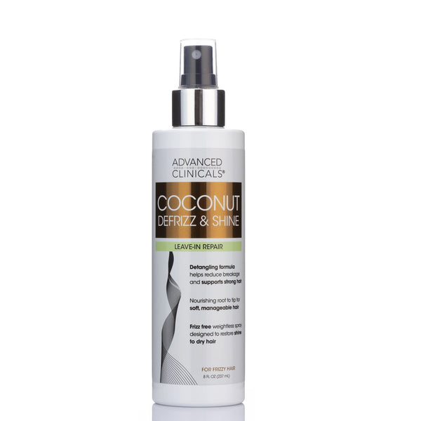 Advanced Clinicals Coconut Defrizz + Shine Leave In Repair Spray 7.5 Fl Oz