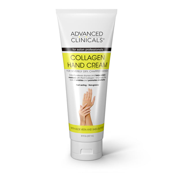 Advanced Clinicals Collagen Hand Cream for Dry Chapped Hands 8 Fl Oz - Pure Valley 