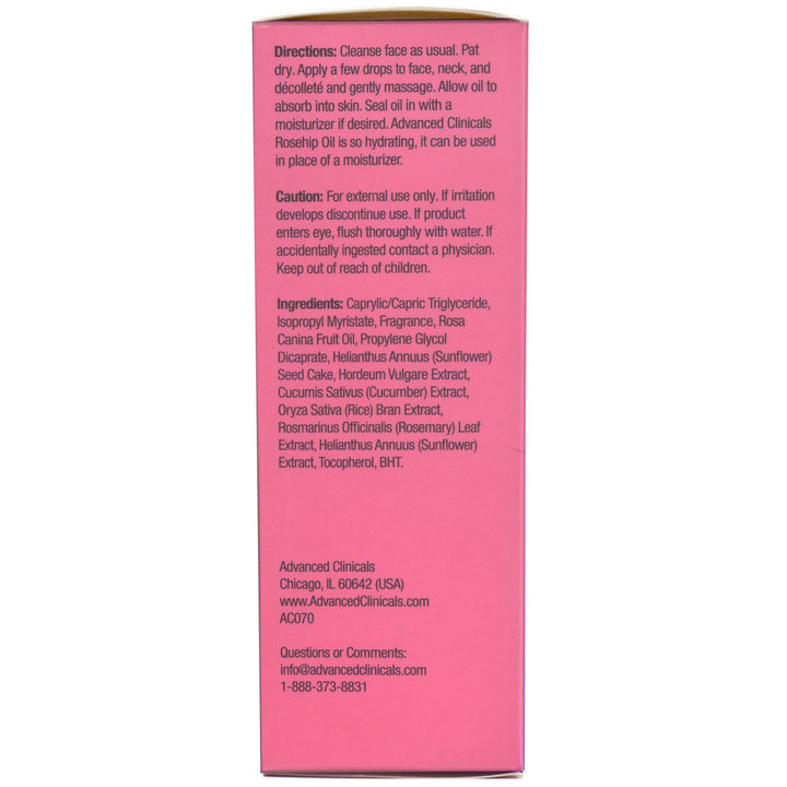 Advanced Clinicals Rosehip Oil Anti Wrinkle Oil 1.8 Fl Oz - Pure Valley 